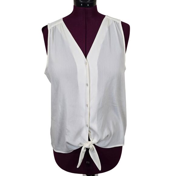 Women's Nine West Cream Lightweight Sleeveless Button Up Blouse | Size Large - Picture 1 of 9